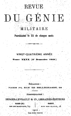 Revue du Génie Militaire relatant les interventions.