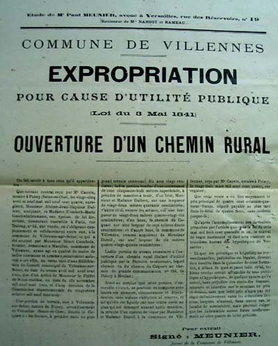 Affiche d'expropriation rue Giraux