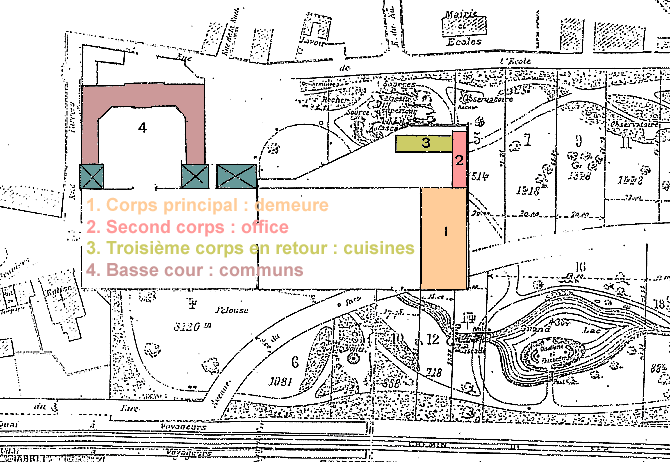 Superposition des plans du château et du lotissement du parc