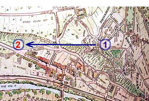 Plan de situation du court de tennis à l'Aubrière.