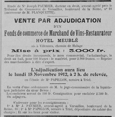 Annonce de la vente du fonds de commerce Devos.