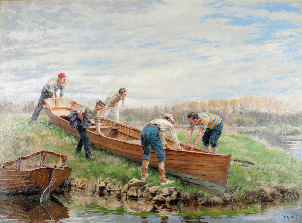 Mise à l'eau d'une yole en 1905.